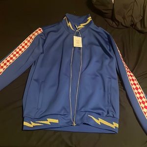 Bolt Track Very Flashy Men Fashion Nova Jacket (Red, Gold, Blue based Jacket.)